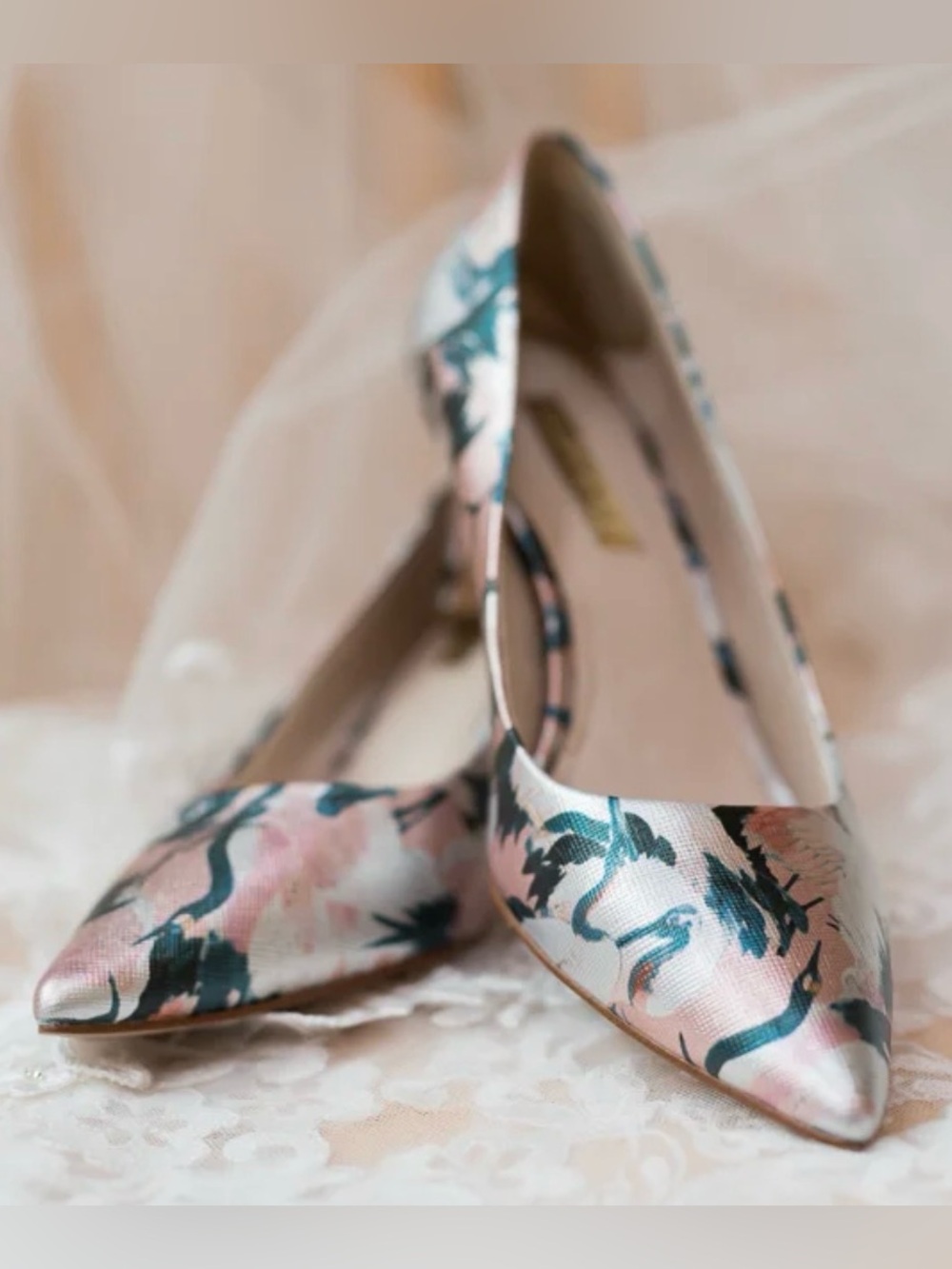 Louise et Cie metallic floral print pointed-toe pumps